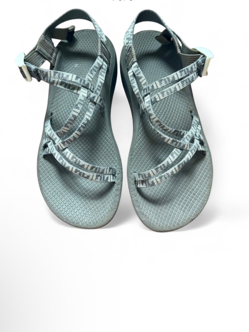 Chaco Women's Z/Cloud strappy sandals in a gray geometric pattern size 10
